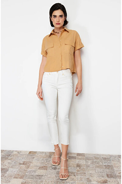 Trendyol Collection Cotton Quality Woven Shirt - Mustard Utility, Pocket Detail TWOSS24GO00042