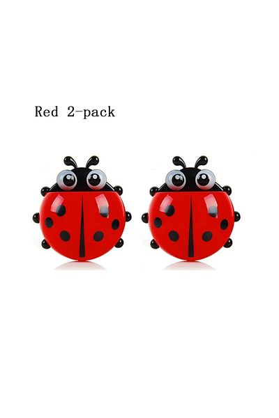 Choice 2pcs Toothbrush Holder Cute Ladybug Shape Suction Cup Creative Toothbrush Rack Bathroom No-punchi...