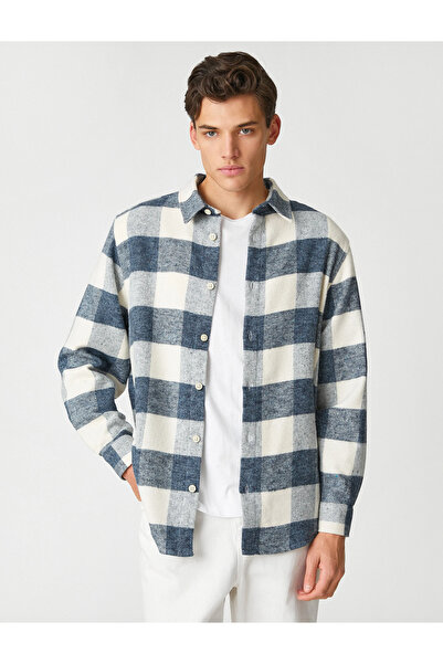 Koton Erkek Mavi Ekose Gömlek 3WAM60125HW