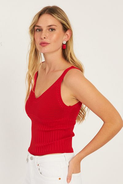 Cool & Sexy Women's Red Knitwear Blouse SMT225