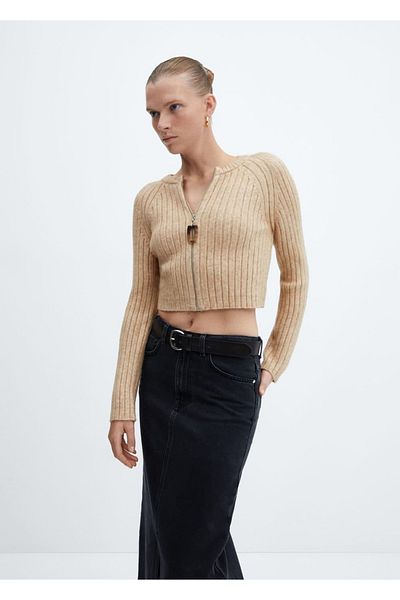 MANGO Woman Kordel-Cardigan mit Reißverschlussdetail