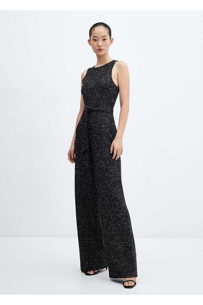 MANGO Woman Salopetă din tweed topit