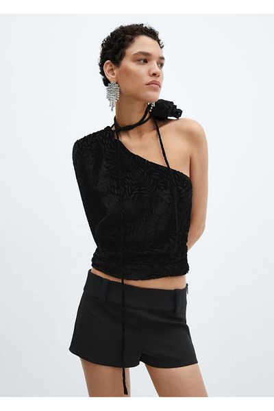 MANGO Woman Maxi Floral Velvet Blouse