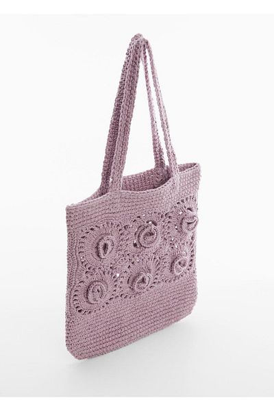MANGO Woman Mini-Tasche - Häkeln mit Blumenmuster