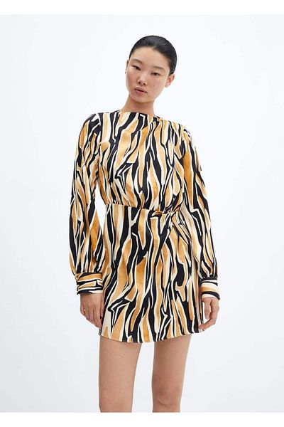 MANGO Woman Φόρεμα ντραπέ με σχέδια