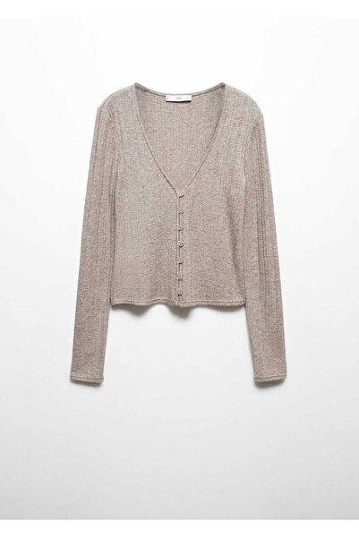 MANGO Woman Раирана жилетка със скъпоценни копчета