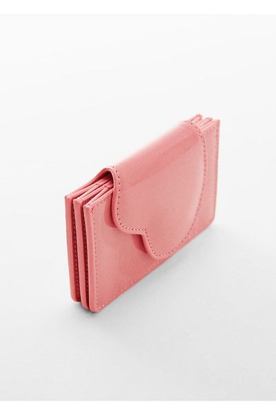 MANGO Woman Suport card din piele lacuita