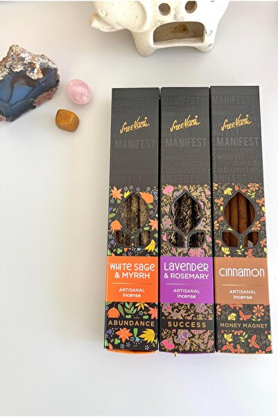 Miamantra Manifest 3'lü El Yapımı Premium Kalite Kalın Tütsü Seti (Tarçın/Bey...