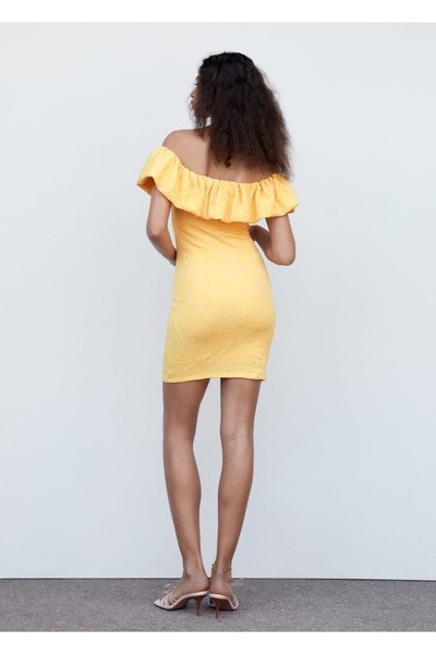 MANGO Woman Fırfırlı Triko Elbise