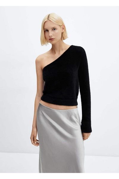 MANGO Woman Pulover cu aspect de blană asimetric
