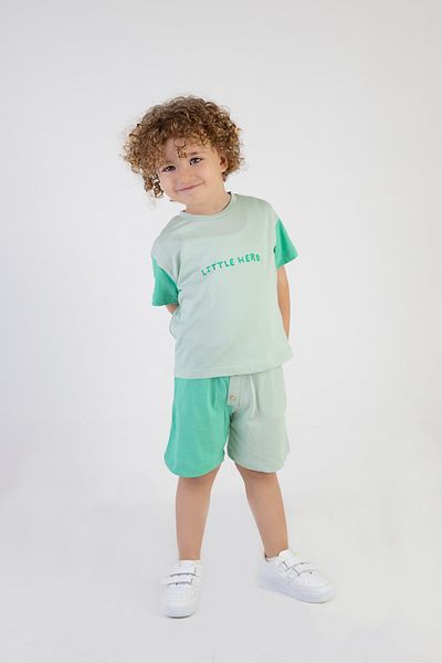 Harika KIDS Boy's Little Hero Printed Short Sleeve Shorts Top and Bottom Set