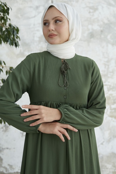 InStyle Сифонна сукня Yoryo Хакі з коміром