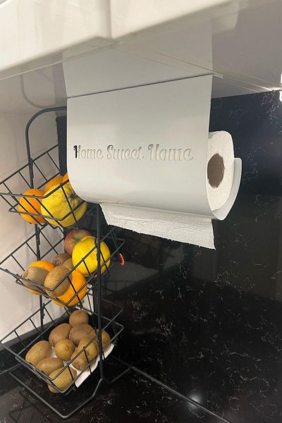 decorelax Suport pentru prosoape din hârtie albă cu tematică Home Sweet Home