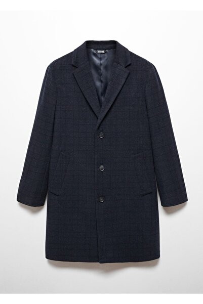 MANGO Man Geri dönüştürülmüş yünlü kareli palto