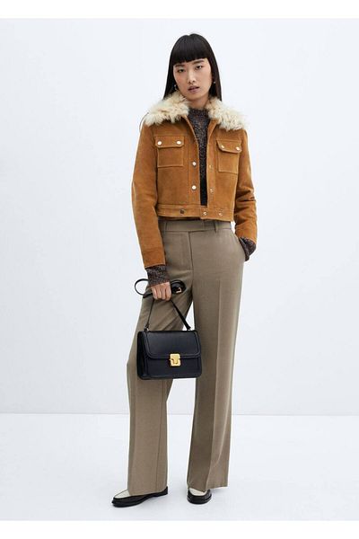 MANGO Woman Sweter z dzianiny Perkins z kołnierzykiem
