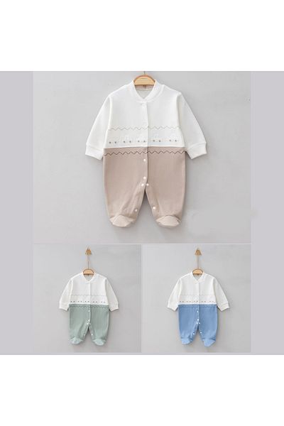 miniyou Baby Boy Car Patterned Newborn Hospital Release Jumpsuit with Snap Fasteners and Booties My-2273GB