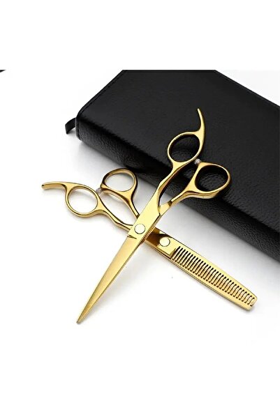 valkyrie 6 Parça 6 İnç Valkyrie Gold Renk Deri Çantalı Berber Kuaför Saç Makas Çelik Ustura Tarak Seti