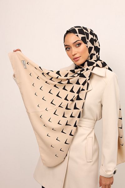 HAREM SCARF Περιτύλιγμα με μοτίβο Pyramid-Mink Medina