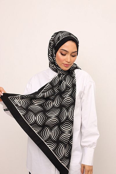 HAREM SCARF Σάλι Oslo-Black Medina Pattern