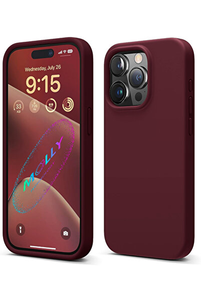 Molly iPhone 15 PRO MAX İçin Vişne Çürüğü Liquid İçi Kadife Silikon Kılıf