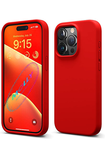 Molly iPhone 15 PRO MAX İçin Uyumlu Kırmızı Liquid İçi Kadife Silikon Kılıf