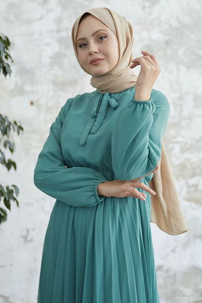 InStyle Φόρεμα Limelda Chiffon με πλισέ - Τιρκουάζ