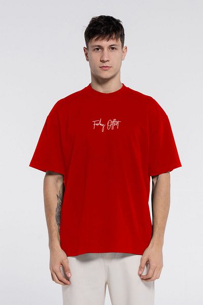Friday Offset Friday Tee Red Men's Cotton Extra Oversize Crew Neck T-Shirt