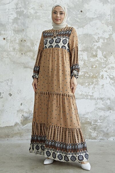 InStyle Φόρεμα με φούντα από βισκόζη - Milk Brown