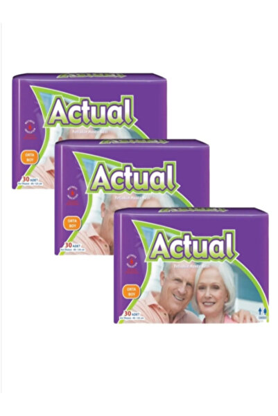 ACTUAL Patient Diapers with Tie 30 Pieces Medium (3 Pcs)