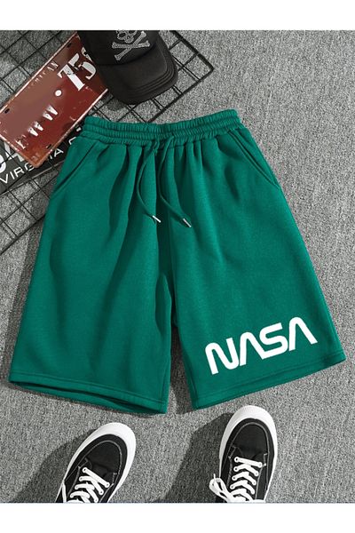 Revasser Unisex dámské/pánské barevné krátké česané bavlněné šortky Nasa s vlastním potiskem
