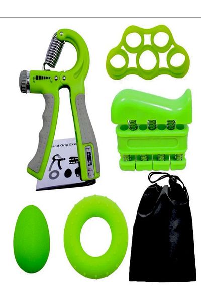 Clifton 5 Pieces Hand Arm Wrist Finger Exercise Strengthener Fitness Sports Tools Set Set (GREEN)
