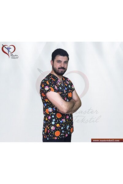 Mastex Galaksi Desenli Forma Scrubs Tek Üst