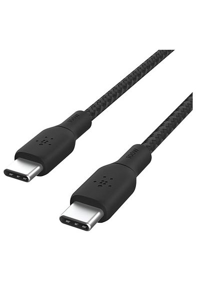 Belkin Braided USB-C to USB-C Cable Compatible 100W 2 Meters Black USB-IF Certified Type-C Cable