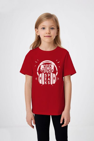 ADABEBEK Tricou pentru fetiță cu tematică muzicală cu imprimeu pentru căști
