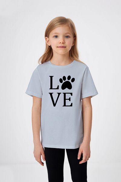ADABEBEK Tricou pentru fetiță cu imprimeu Love Written Paw Pattern