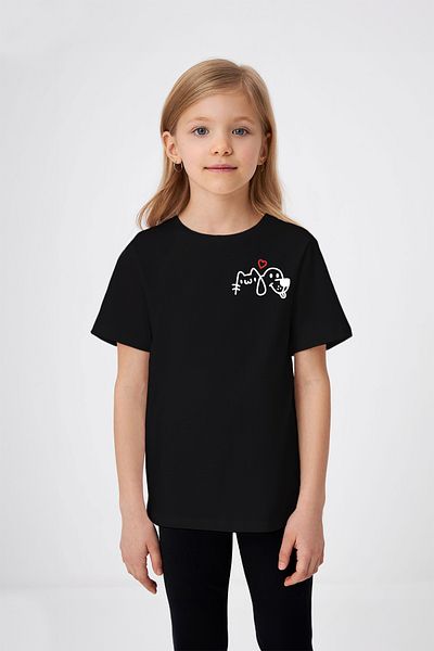 ADABEBEK Tricou pentru fetiță cu imprimeu cu inimă și pisică și câine