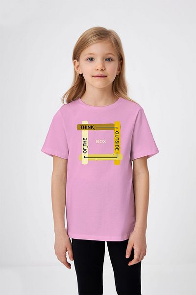 ADABEBEK Think Out Letter Printed Girl's T-Shirt