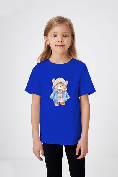 ADABEBEK Teddy Bear with Jacket Teddy Bear Printed Girl's T-Shirt