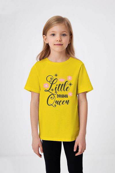 ADABEBEK Little Drama Queen Printed Girl's T-Shirt