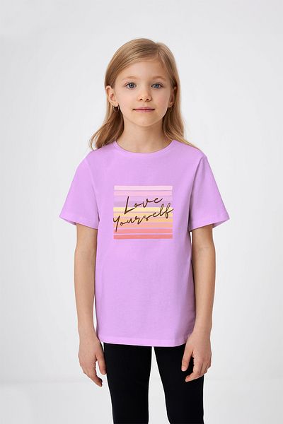 ADABEBEK Tricou pentru fetiță cu imprimeu colorat cu Love Yourself