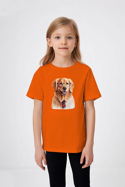 ADABEBEK Glasses Golden Printed Girl's T-Shirt