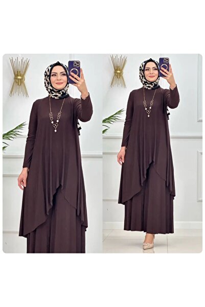 MODAMÜNASİP Wonderful Sandy Self-Pleated Asymmetrical Cut Pants Suit