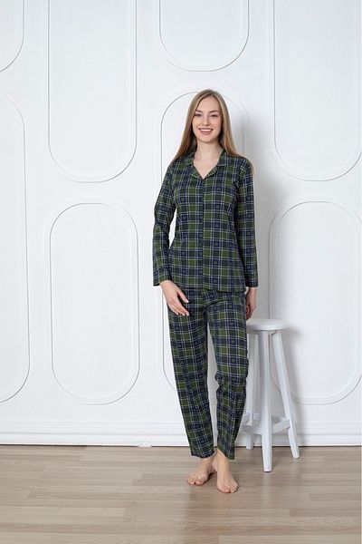 Asel Women's Buttoned Plaid Pajama Set
