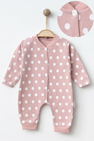 Beniizle Polka Dot Patterned Girls' Jumpsuit with Snap Fasteners