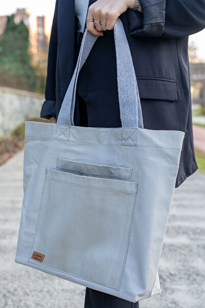 Ju Yaratıcı Tasarım Kanvas  Omuz Çantası Su Geçirmeyen  Kumaş Taş Rengi