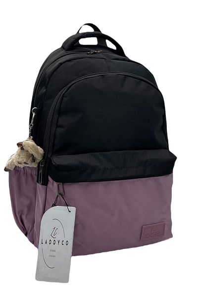 Bevitton Water Resistant Custom Bett's Fabric Unisex Black-Plum School Backpack 34100