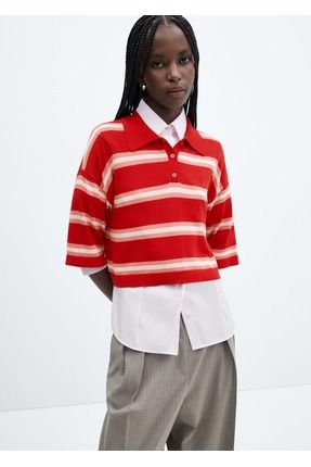 MANGO Cizgili Oversize Crop Kazak Fiyat Yorumlar Trendyol