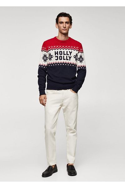 MANGO Man Gewebter Pullover mit Weihnachtsmotiv