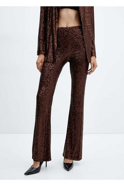 MANGO Woman Pantaloni evazați cu paiete
