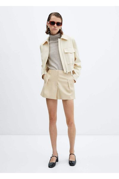 MANGO Woman Cuffed, mid-waisted shorts